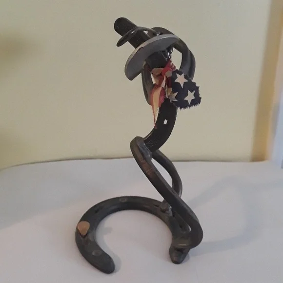Rustic Golfer Sculpture Welded Horseshoe Golf Cowboy🏌🏼‍♂️🏌🏾‍♀️⛳🤠Folk Art - Picture 3 of 9
